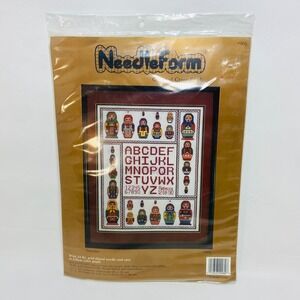 Vintage Needleform Russian Nesting Doll ABC Sampler Counted Cross Stitch Kit 90s